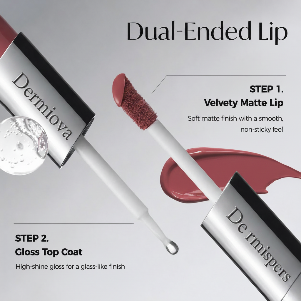 Dermiova™ Dual-Tone Dual-Ended Liquid Lipstick, Matte & Gloss Two-Tip Lip Color