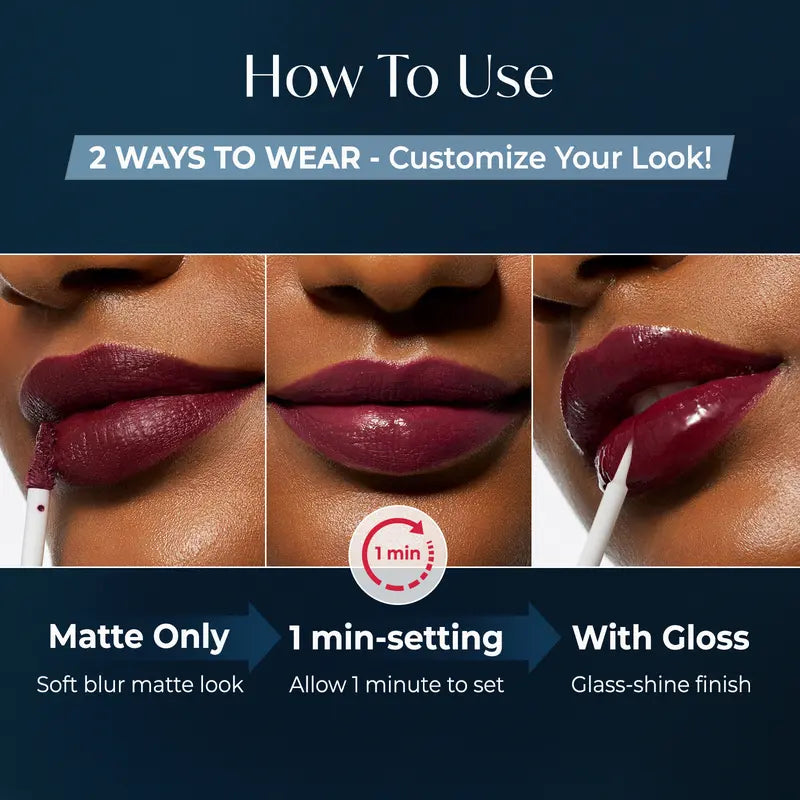 Dermiova™ Dual-Tone Dual-Ended Liquid Lipstick, Matte & Gloss Two-Tip Lip Color
