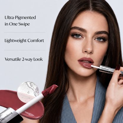 Dermiova™ Dual-Tone Dual-Ended Liquid Lipstick, Matte & Gloss Two-Tip Lip Color